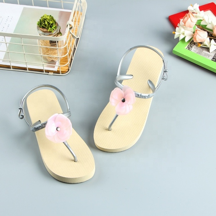 Custom Logo PVC Sandals Women 2023 Girls PVC Flat Bottom Leisure Beach Filp Flops