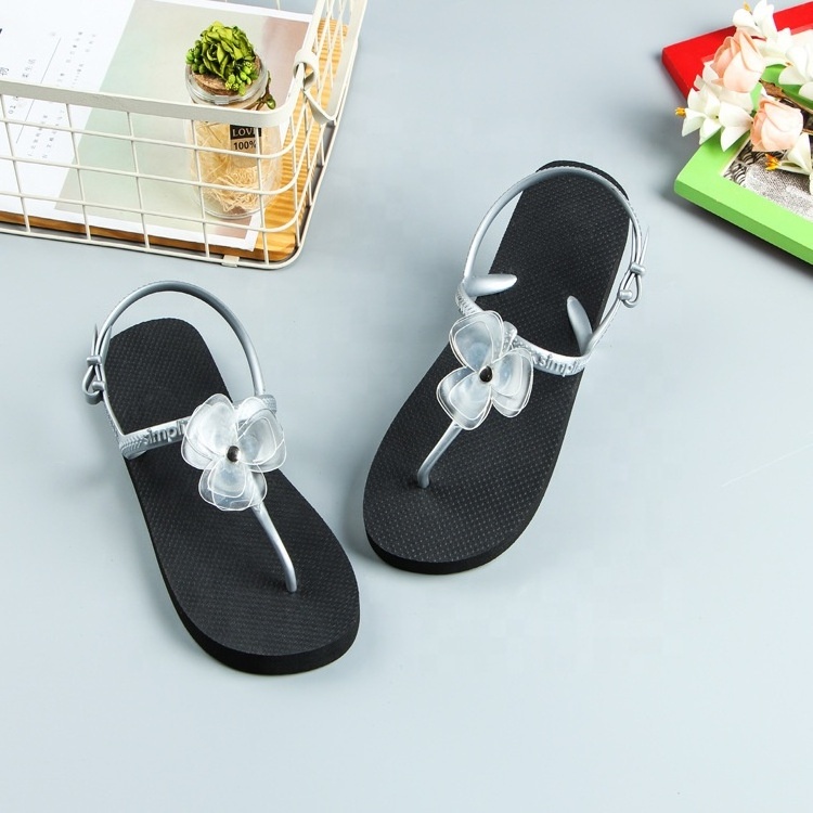 Custom Logo PVC Sandals Women 2023 Girls PVC Flat Bottom Leisure Beach Filp Flops