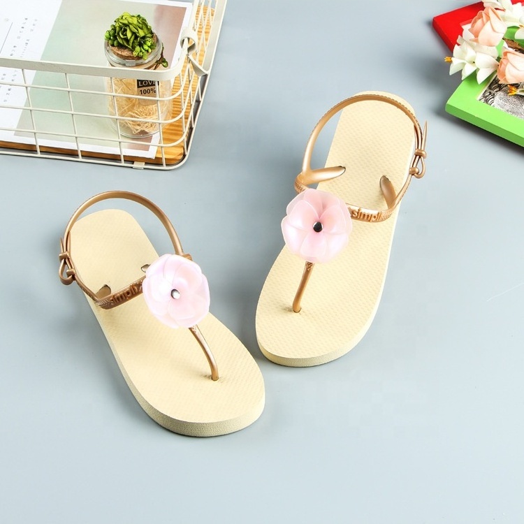 Custom Logo PVC Sandals Women 2023 Girls PVC Flat Bottom Leisure Beach Filp Flops