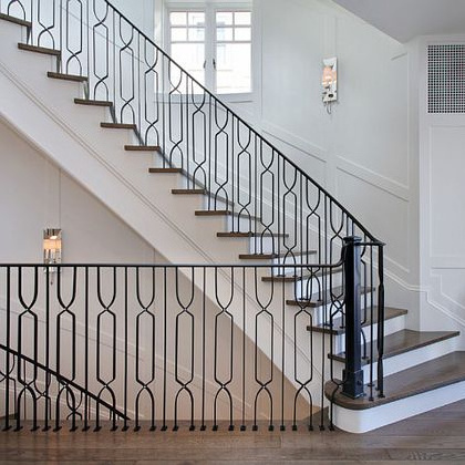 Custom wrought iron stair railing spiral/curved staircase handrail design