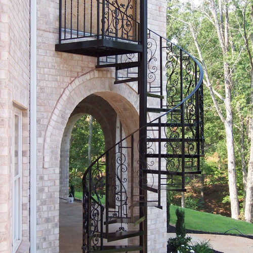 New Design Outdoor Spiral Staircase Round A3 Steel Middle Stringer Garden Deck Spiral Staircase