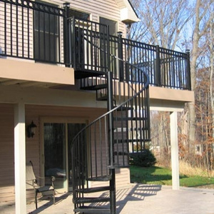 New Design Outdoor Spiral Staircase Round A3 Steel Middle Stringer Garden Deck Spiral Staircase