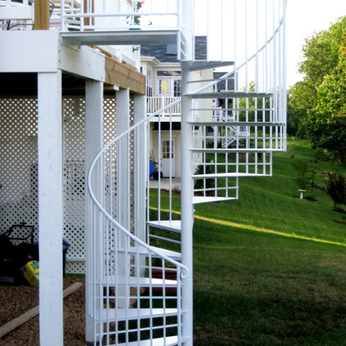 New Design Outdoor Spiral Staircase Round A3 Steel Middle Stringer Garden Deck Spiral Staircase