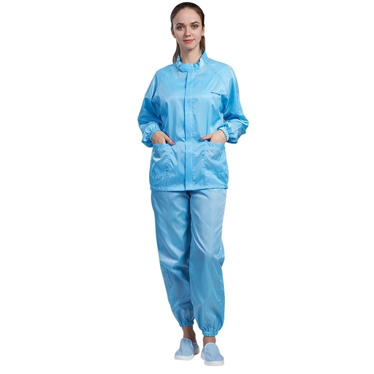 Unisex Dustproof Lint Free Protection Bio Coverall Esd Antistatic Cleanroom Suit