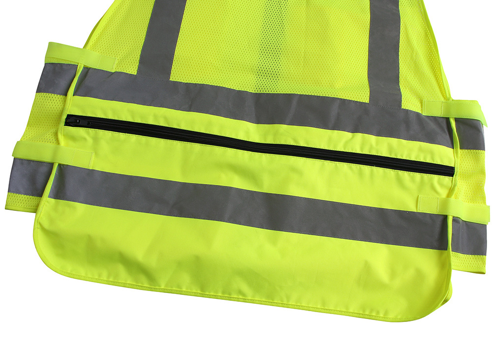 Hi-vis breathable surveyor safety vest with back pocket