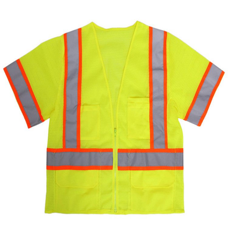 China airport construction mesh class 3 reflective high visibility traffic warning road safety vest for custom