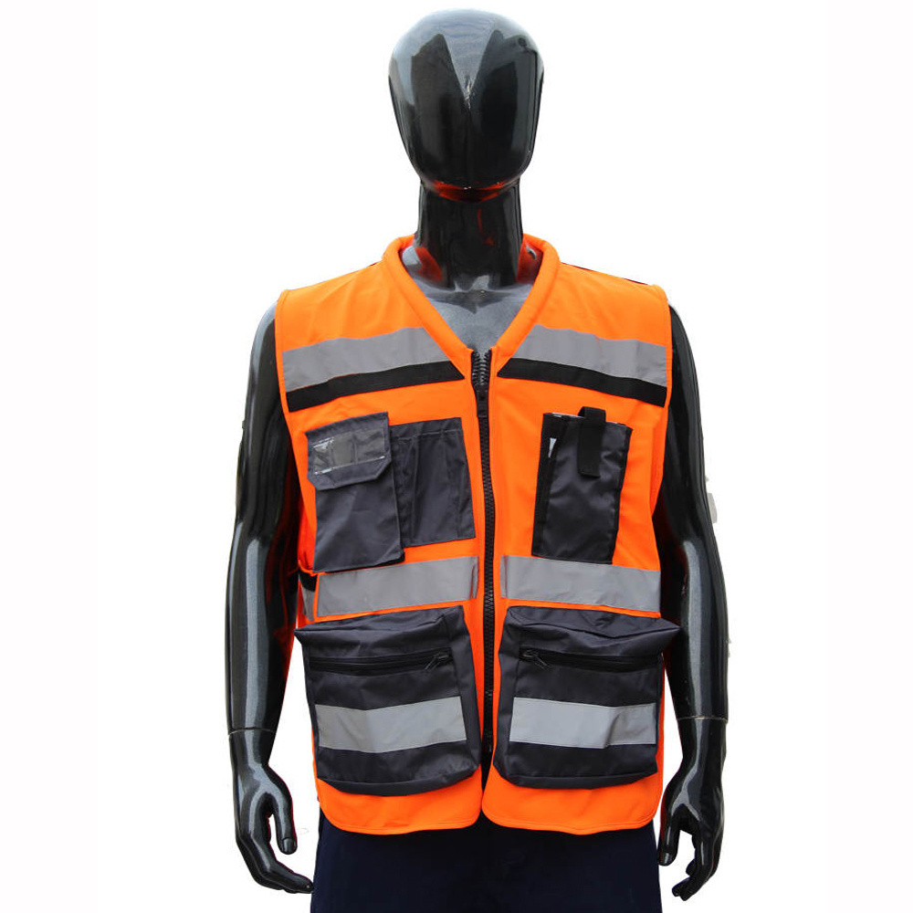 high visibility traffic working first aid reflective safety vests red and black custom