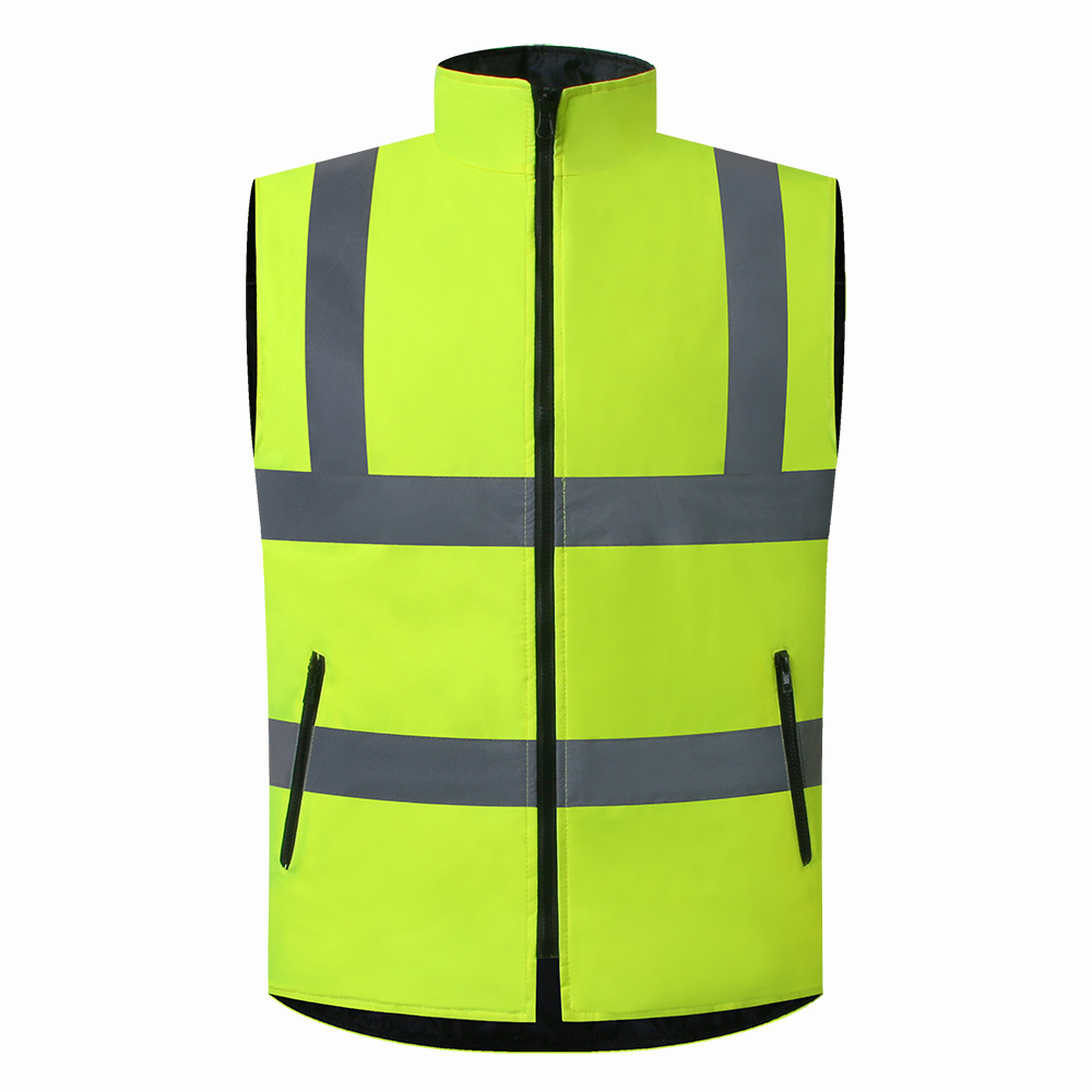 Winter Zipper Sleeveless  security reflect vest safety reflective orange jacket manufacture