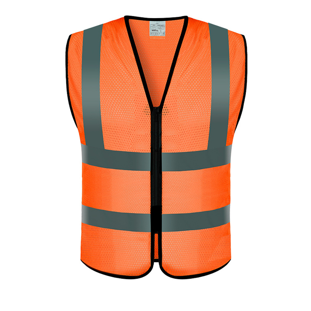 Zipper Closure Reflective Vest Silver Matte Shiny Traffic Safe Vest Running Construction Safety Vest with Pocket