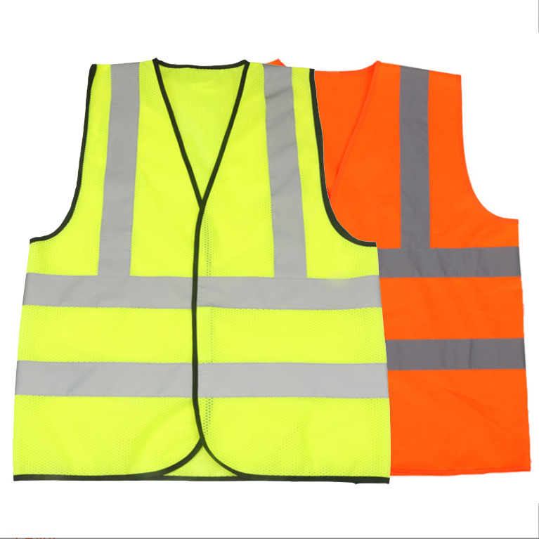 wholesale 100% polyester safety vest orange yellow reflective