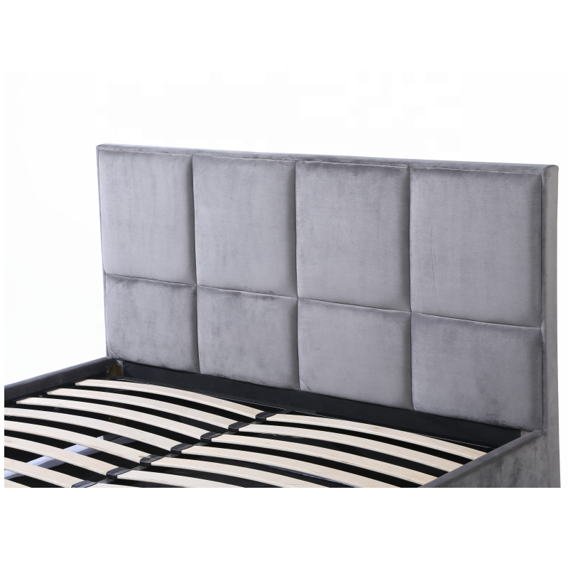 Professional design of modern light grey velvet double upholstered storage platform bed