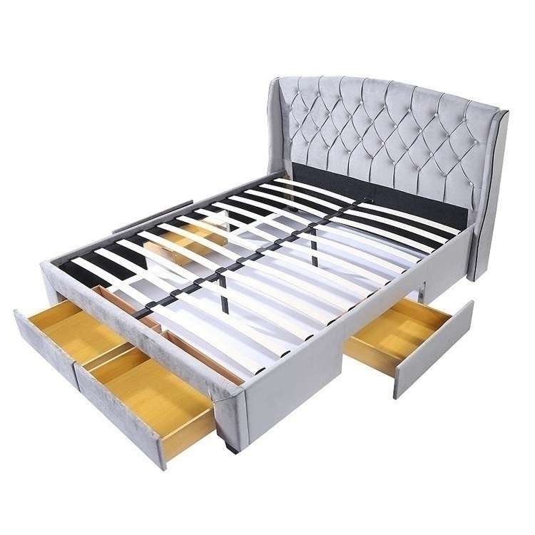 China branded black pu bed frame king size pu leather mdf board meddie bed