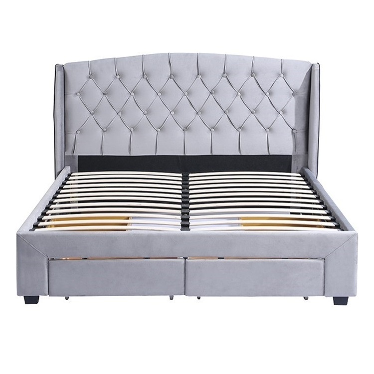 Free Sample Adult Base Wooden Iron Design In Pakistan Frame Single Cushion Furniture Modern Floor Full Double Bed