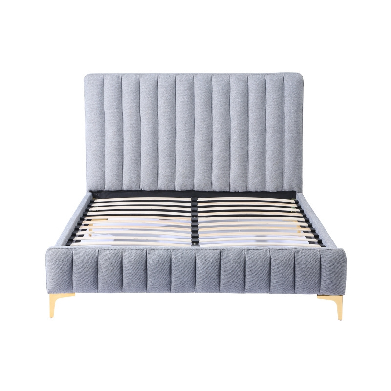 Customize  full bedroom furniture set modern high headboard upholstered double king  bed frame