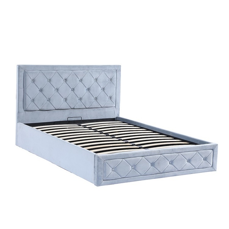 Free Sample Modern Design Furniture Luxury Grey China Trade Cheap Black Only Ottoman Small Bedroom Outdoor Double Bed