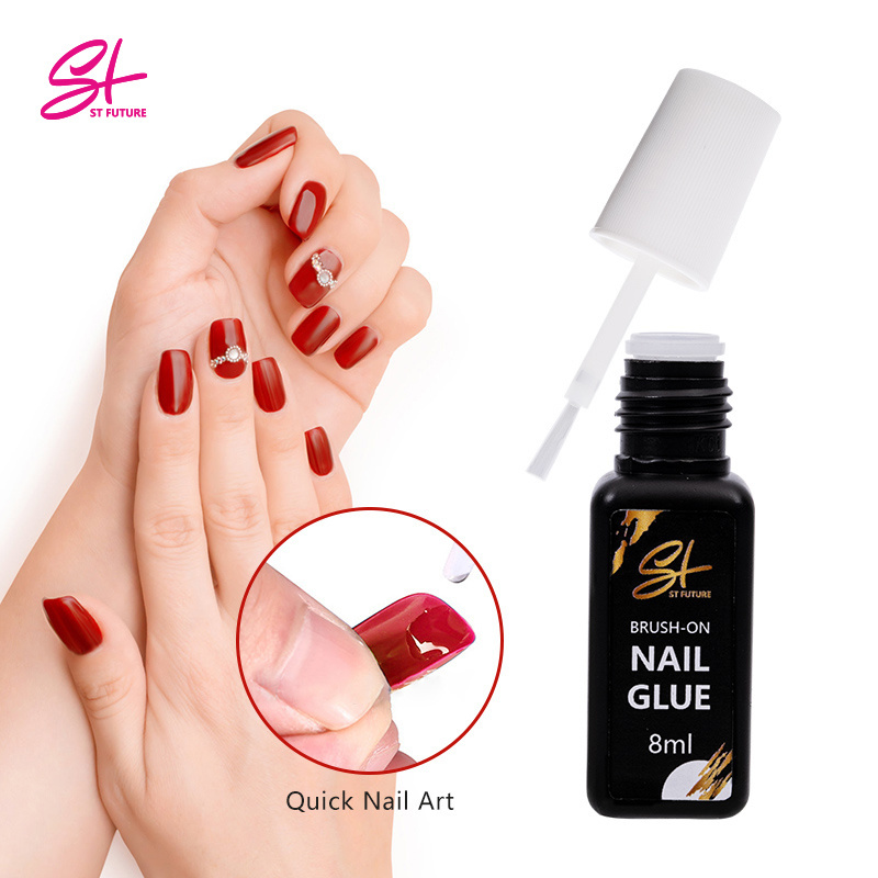 ST FUTURE Custom Private Label Acrylic False Fake Nail Tips Glue 8ml Brush Press On Nail Glue Gel Bulk