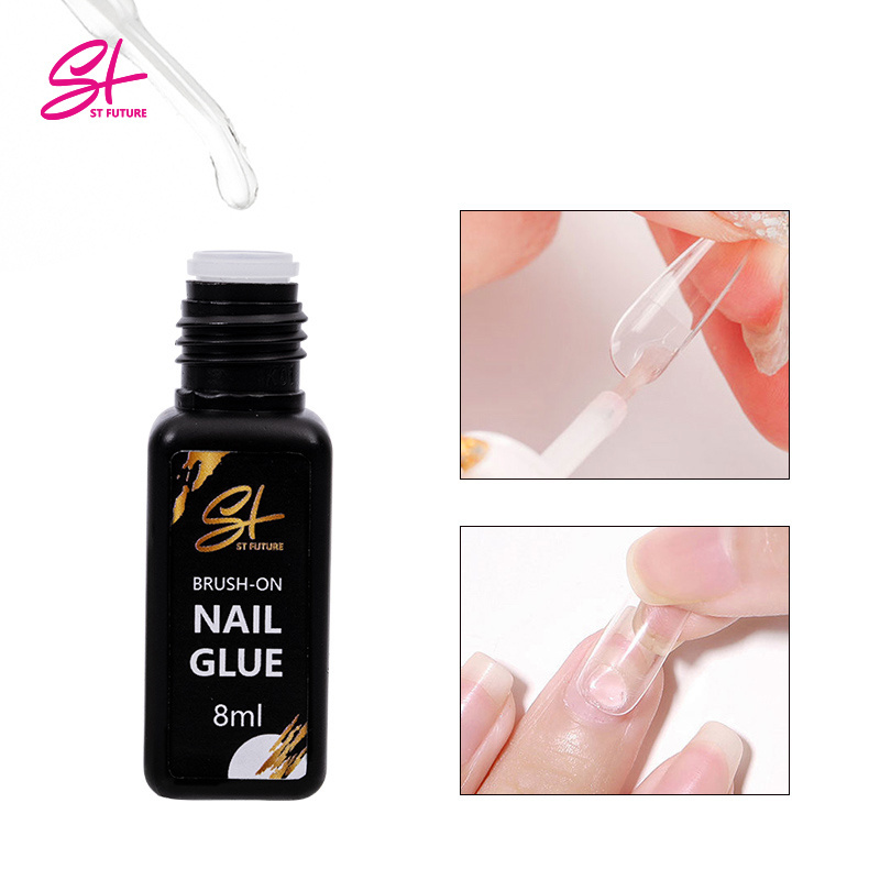 ST FUTURE Custom Private Label Acrylic False Fake Nail Tips Glue 8ml Brush Press On Nail Glue Gel Bulk