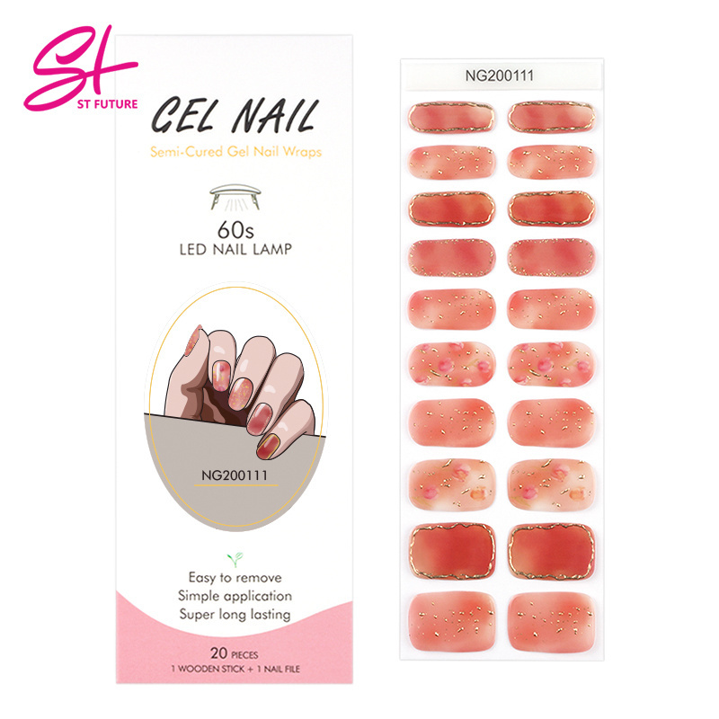 ST FUTURE NG Series Art Decals Adhesive Easy Apply Semi Cured Gel Nail With the UV Light Long Lasting Uv Gel Gail Strips