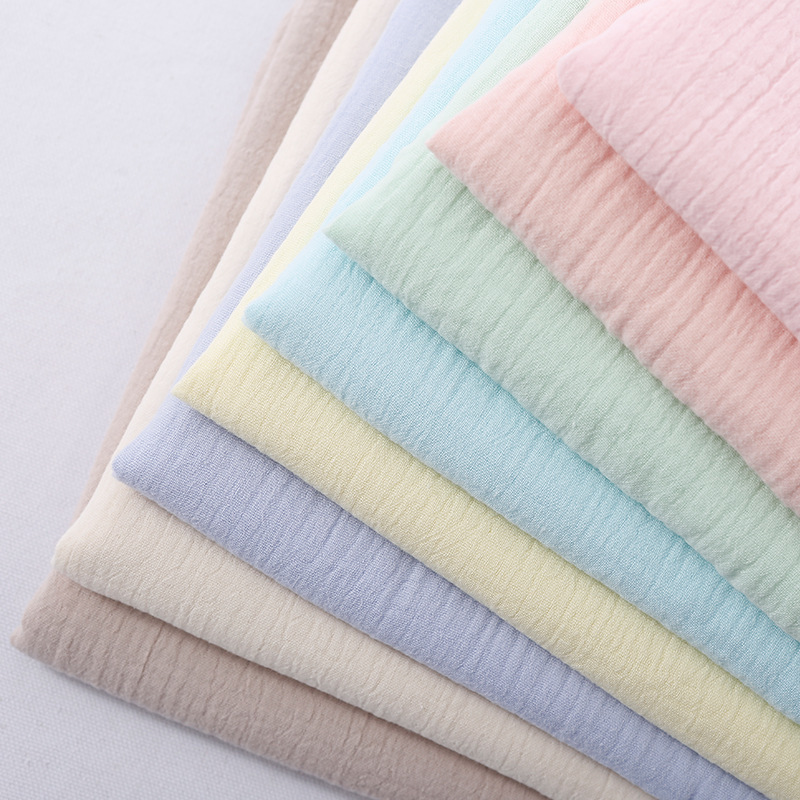 Wholesale 130GSM Soft 100% Cotton Double Layer Gauze Muslim Crinkle Crepe Fabrics For Baby Clothing