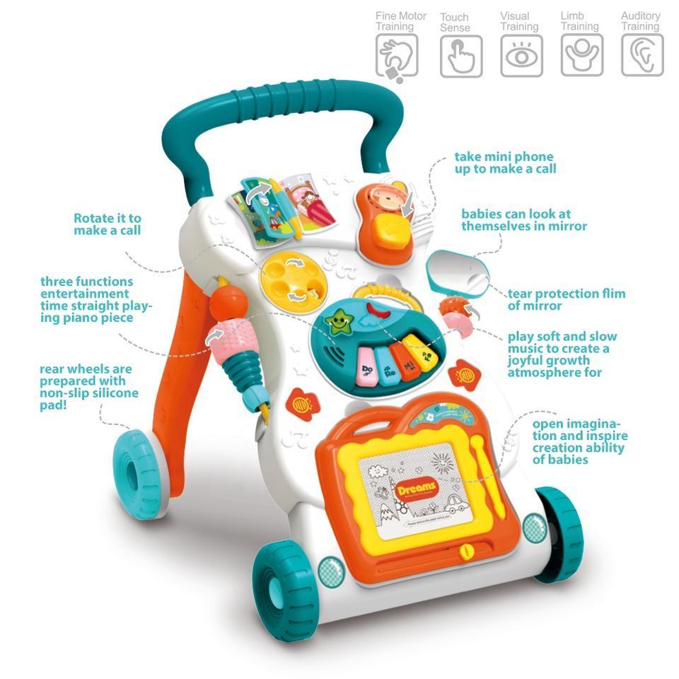 KSF 3in1 Multi-functional Toddler Learn Baby Musical Walker Push Pull Baby Boy Toy with Music and Light Multiple Function Toys