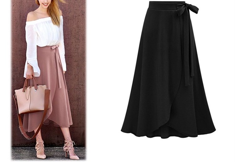 Womens Newest Design Asymmetrical Skirt SHYL06 Customized Logo Casual Polyester Adults Midi Knitted Pleated Embroidery Skirt