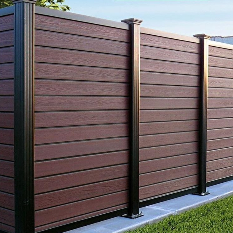 Building Security Privacy garden wall fence WPC fence panel aluminum post composite DIY Wood Plastic garden fence