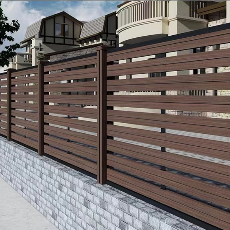 Building Security Privacy garden wall fence WPC fence panel aluminum post composite DIY Wood Plastic garden fence