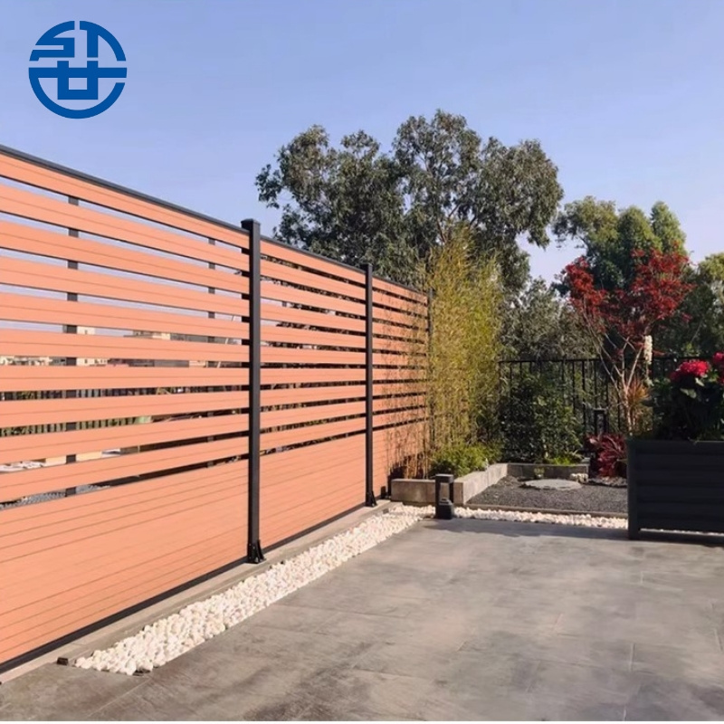 Building Security Privacy garden wall fence WPC fence panel aluminum post composite DIY Wood Plastic garden fence