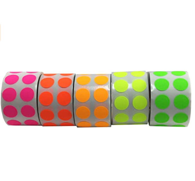 Color Coding Dot Stickers Fluorescent Collection 500 of Each FL Pink  Labels