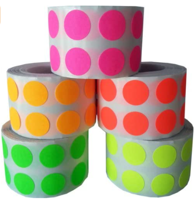 Color Coding Dot Stickers Fluorescent Collection 500 of Each FL Pink  Labels