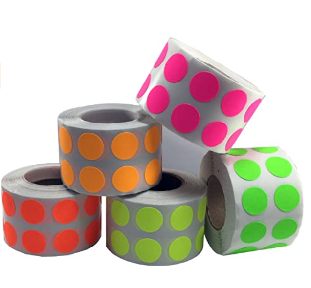 Color Coding Dot Stickers Fluorescent Collection 500 of Each FL Pink  Labels