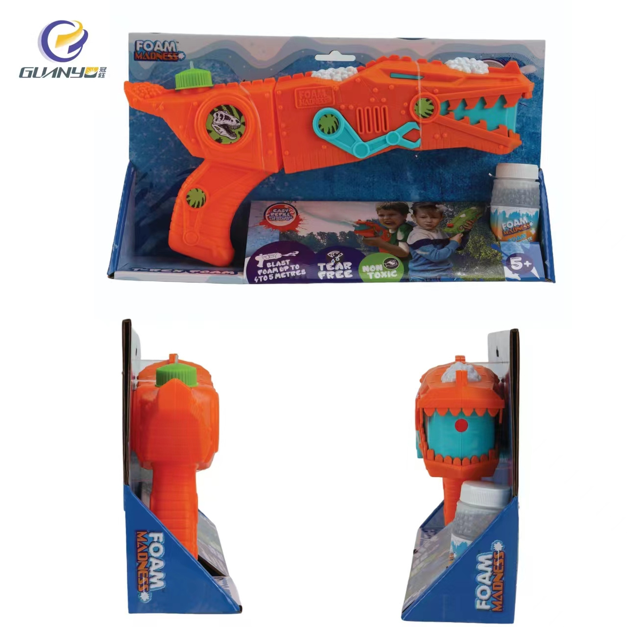 Dinosaur Theme Two Foam Madness Twin Pack Kids Toy Foam Shooting Gun Non Toxic Long Range Easy Refill Kids Gifts Outdoor Play