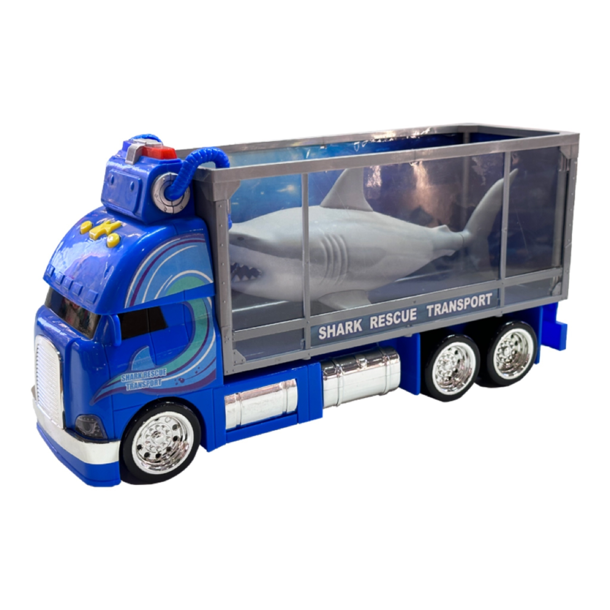 2023 New Shark Rescue Transporter Model With Sound And Light Vibrating Shark Truck Best Gift Toy Car For Kids