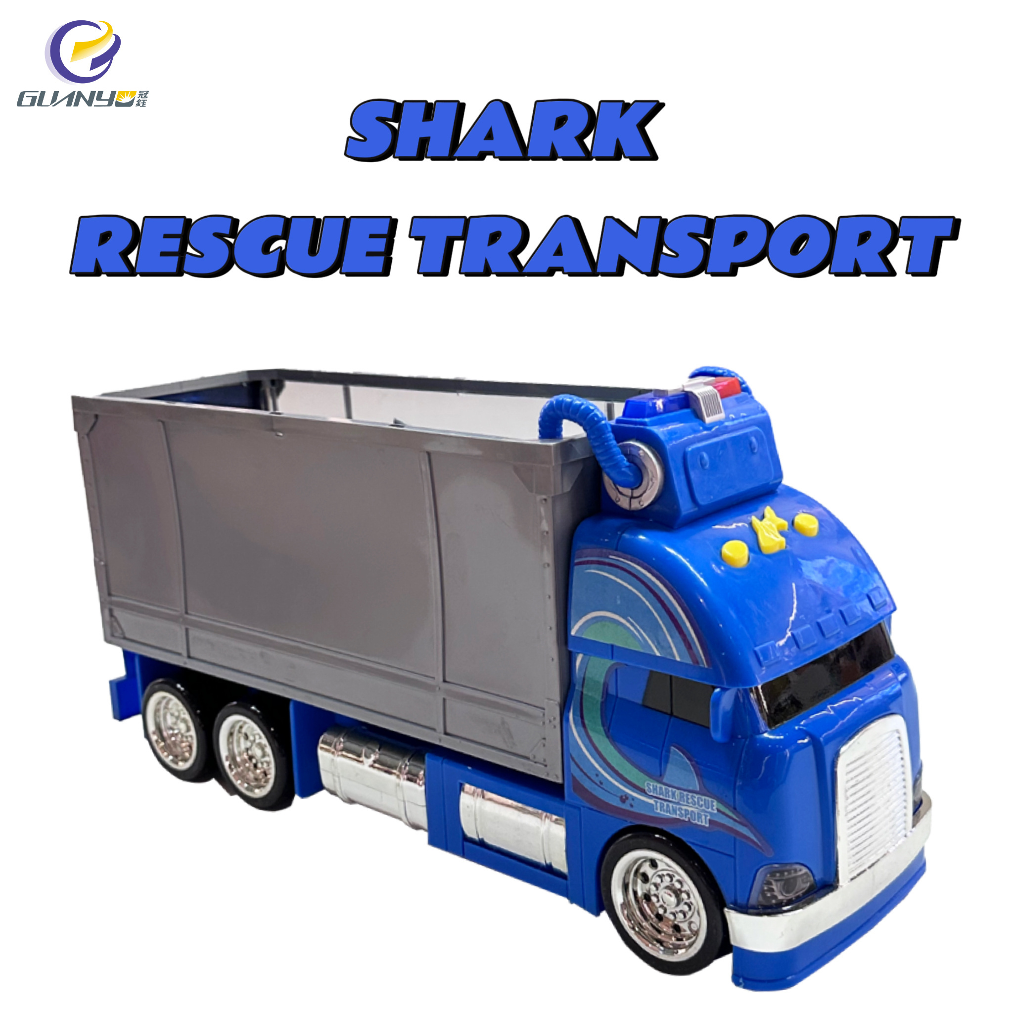 2023 New Shark Rescue Transporter Model With Sound And Light Vibrating Shark Truck Best Gift Toy Car For Kids