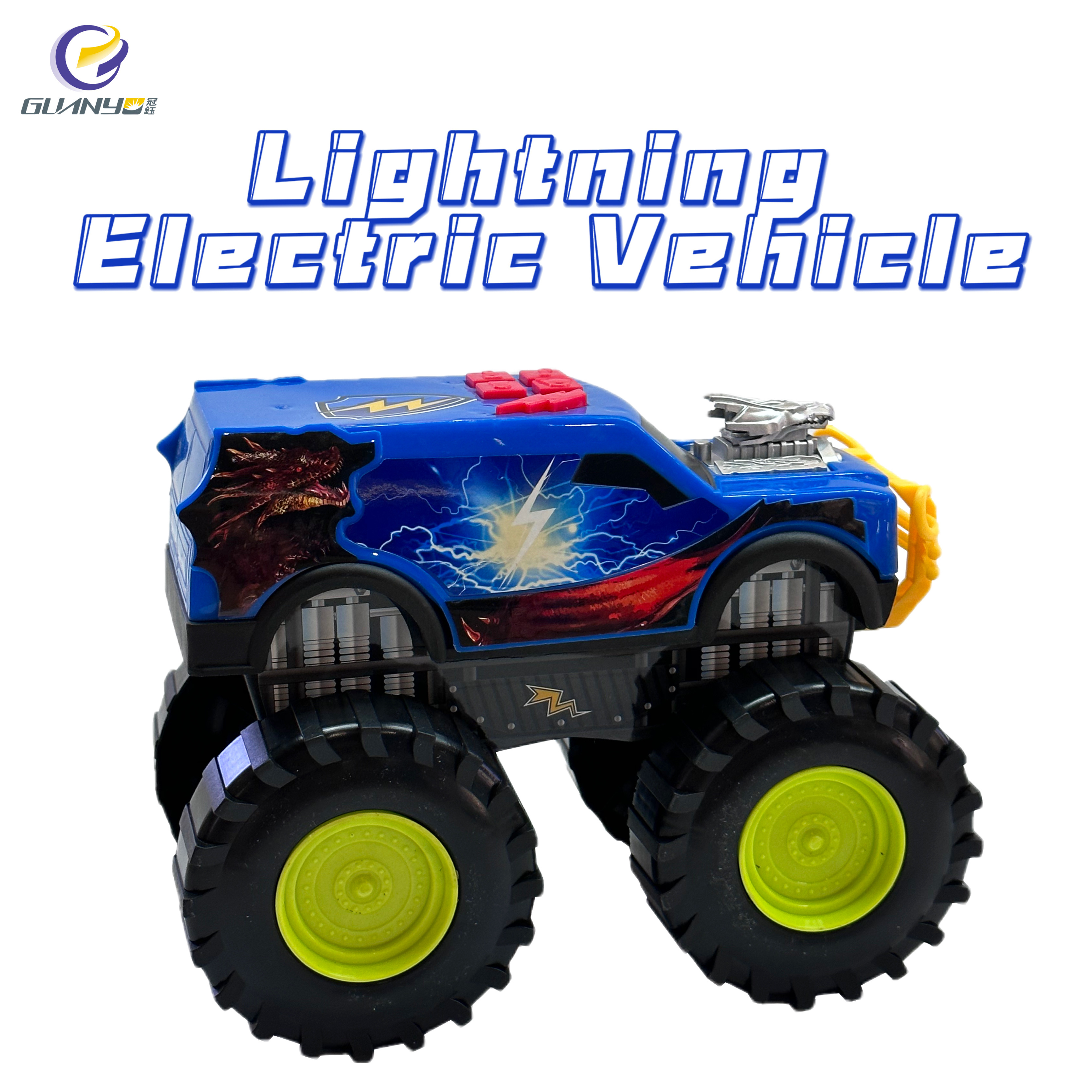 New Hot Selling Battery Operated Car Blue Lightning Toy car Four Wheels Vehicle With Sound Music For Kids