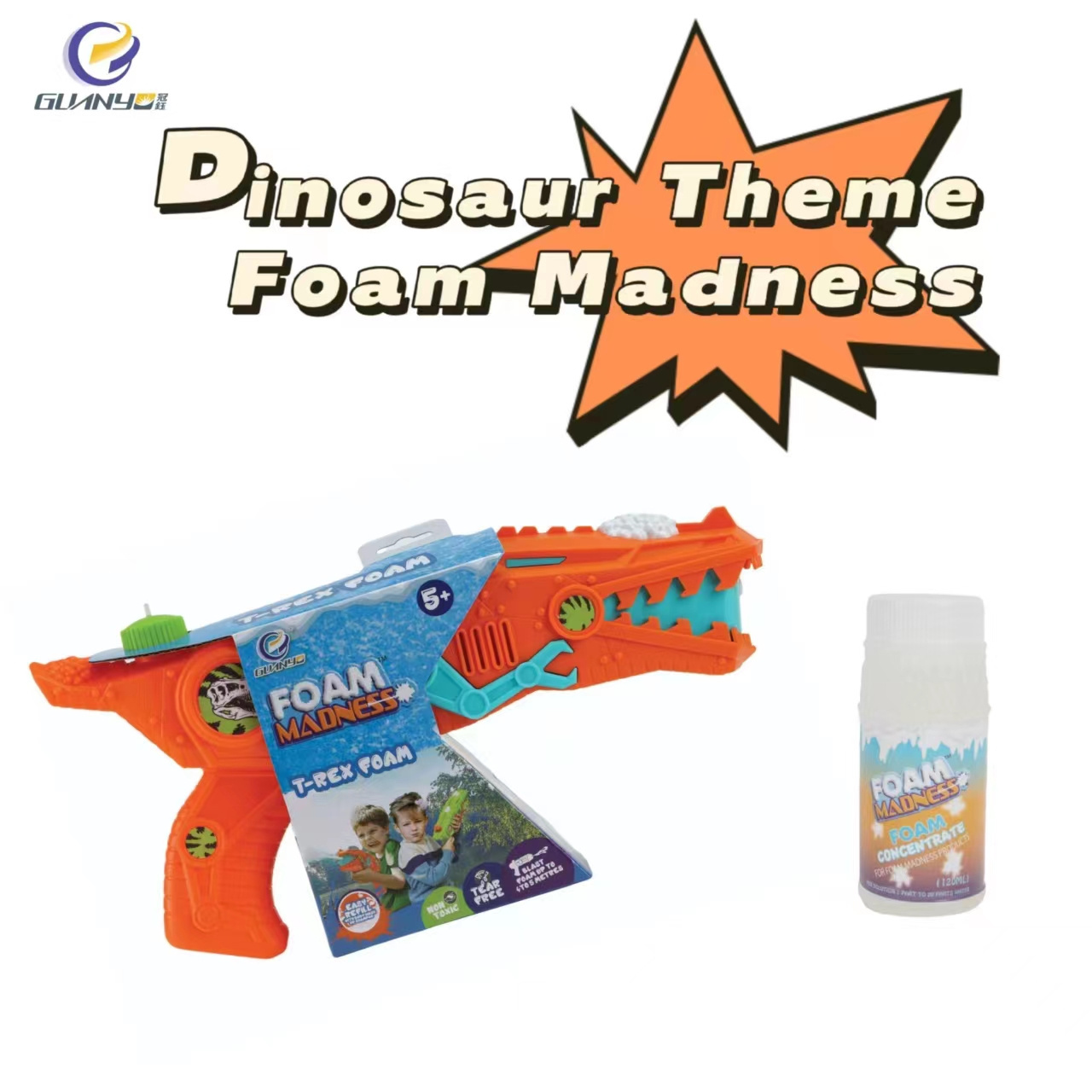 Dinosaur Theme Two Foam Madness Twin Pack Kids Toy Foam Shooting Gun Non Toxic Long Range Easy Refill Kids Gifts Outdoor Play