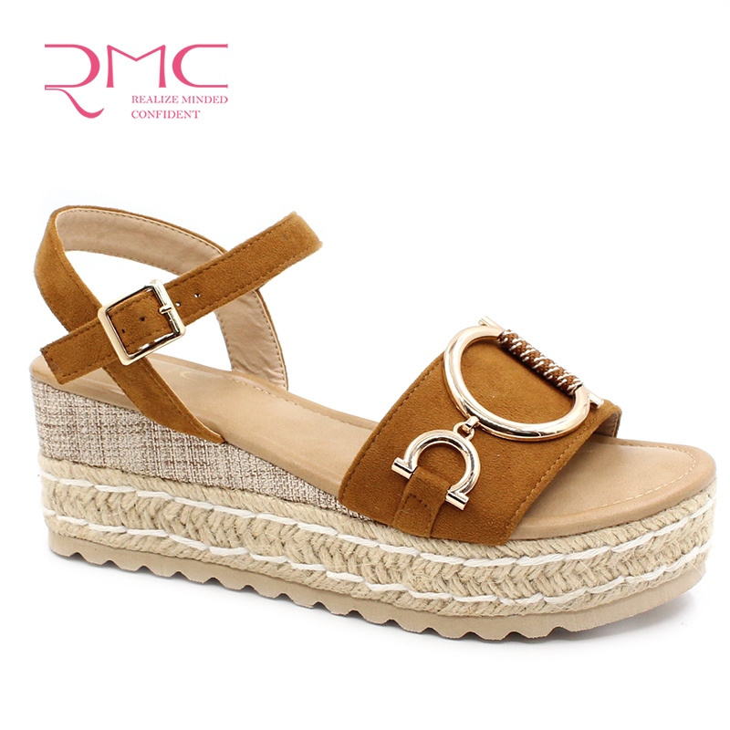 Wedges Sandal RMC 2023 Fashionable hemp rope sandals for women chunky shoes summer sandals