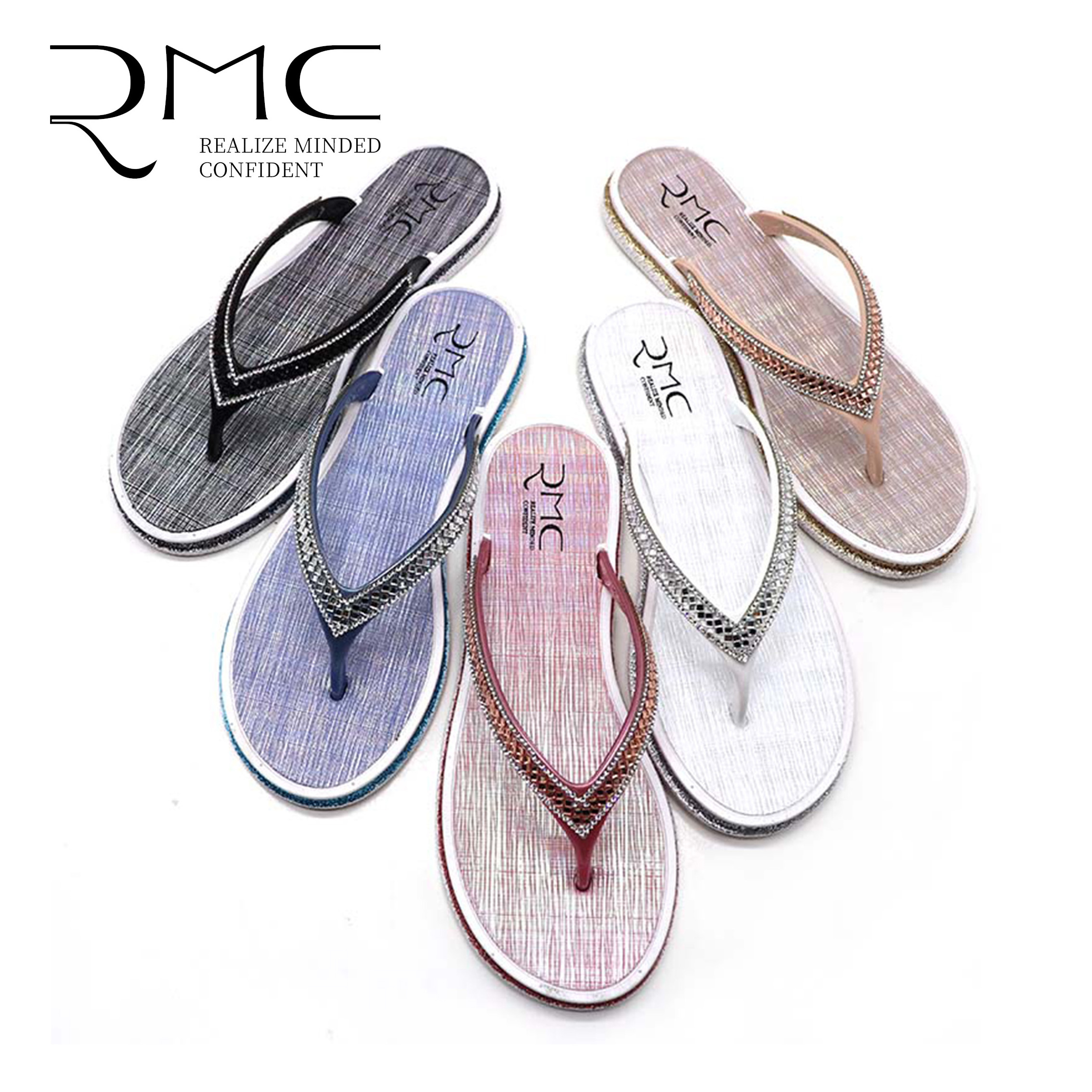 2024 New Fashion Non-slip Ladies Slippers Women Flip Flops Summer Beach Women Colorful Diamond Pvc Flip Flops