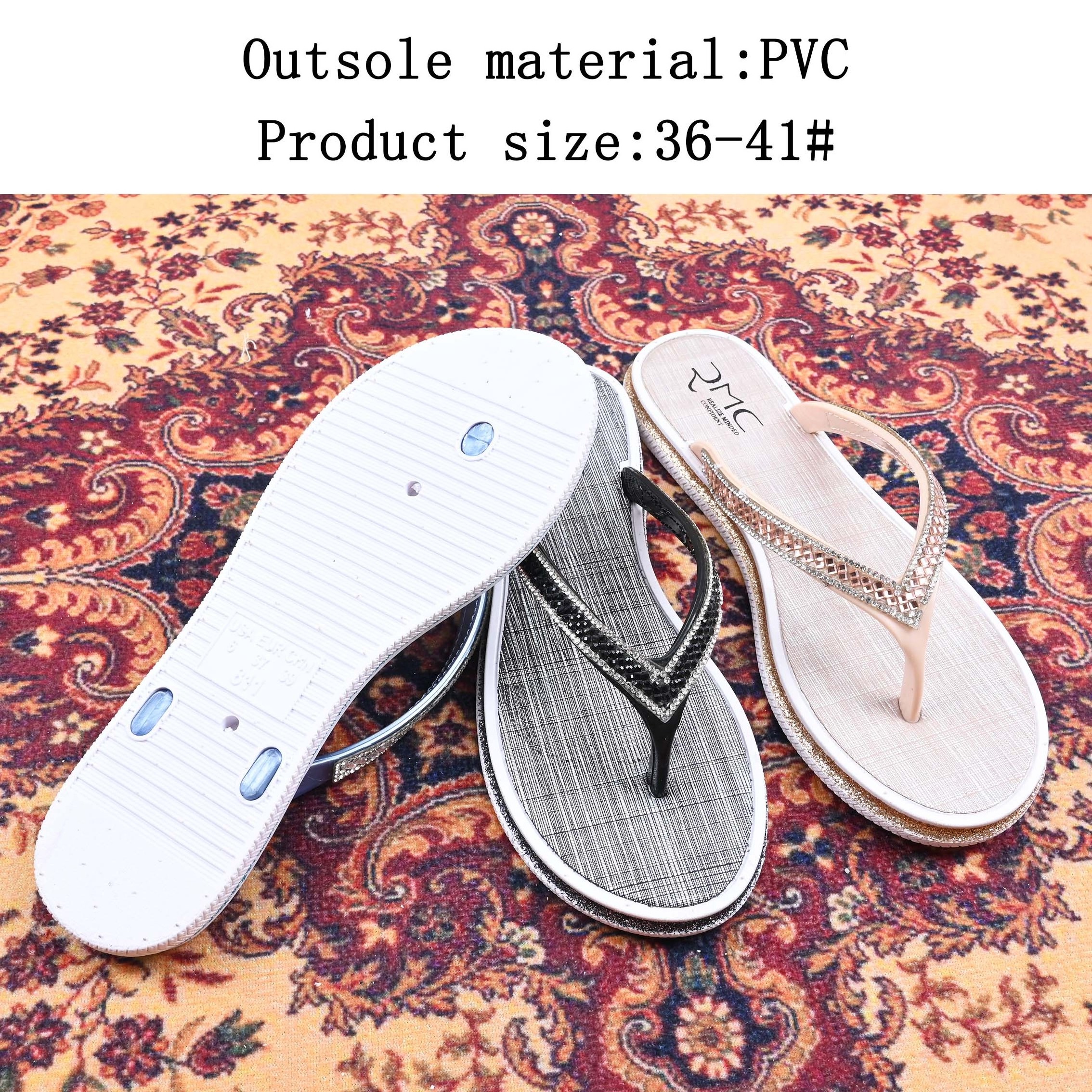 2024 New Fashion Non-slip Ladies Slippers Women Flip Flops Summer Beach Women Colorful Diamond Pvc Flip Flops