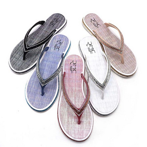 2024 New Fashion Non-slip Ladies Slippers Women Flip Flops Summer Beach Women Colorful Diamond Pvc Flip Flops