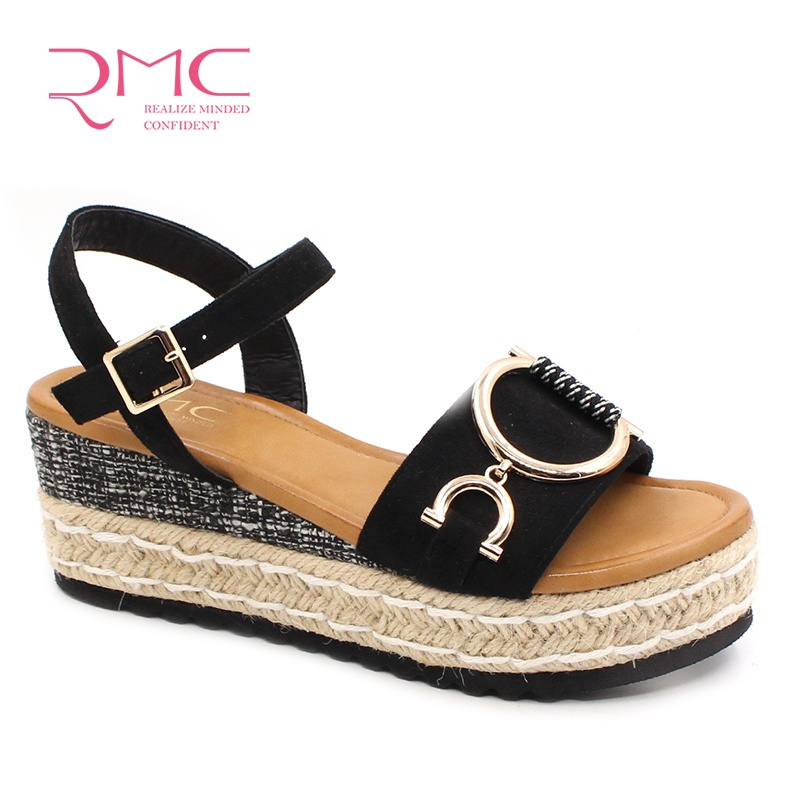 Wedges Sandal RMC 2023 Fashionable hemp rope sandals for women chunky shoes summer sandals