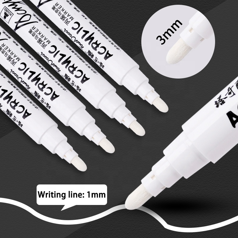 White Permanent Non-toxic Waterproof Plastic Filling Tire Painting Shoe Surface Graffiti Signature Writing Fiber Pen Marker Pen