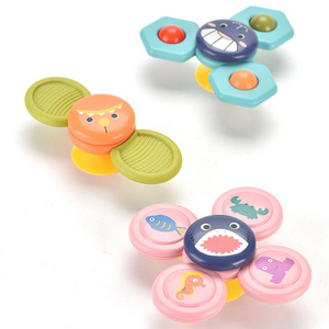 Cartoon suction cup spinning baby bathroom fidget sensory toys 360 degree rotating gyroscope stackable suctioning spinners