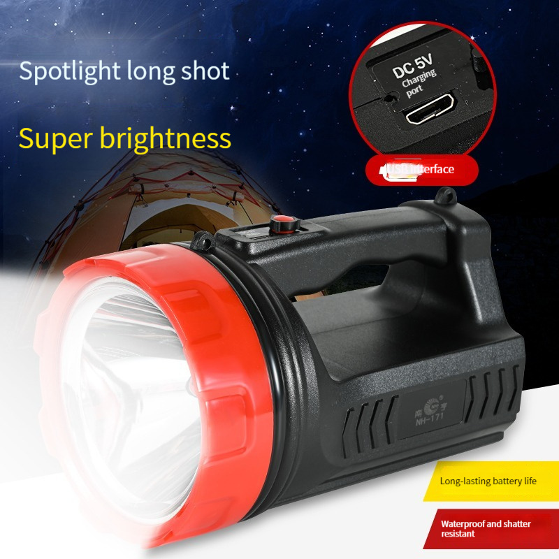 Factory price Strong light USB Rechargeable patrol portable light camping light Flashlights handheld  Solar Searchlight