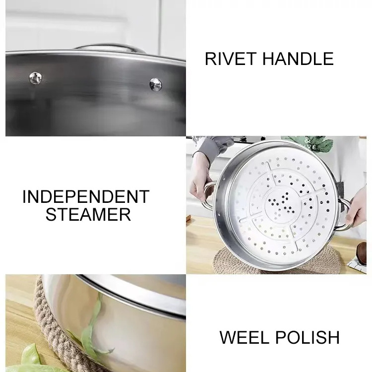 Hot selling stainless steel 5 layer steamer cooking food steamer cooking pot cookware for kitchen