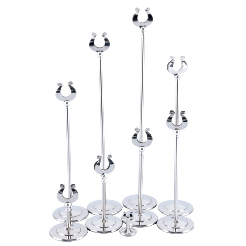 Wholesale Different Size Stainless Steel Buffet Table Number Stand For Restaurant Wedding Table Place Card Holder Stand