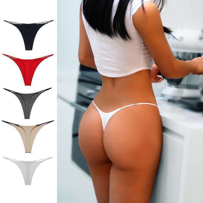 Hot Sale Ice Silk Bikini Custom G string Thongs Women Underwear Panties Seamless G-string T Back Thong for Sports