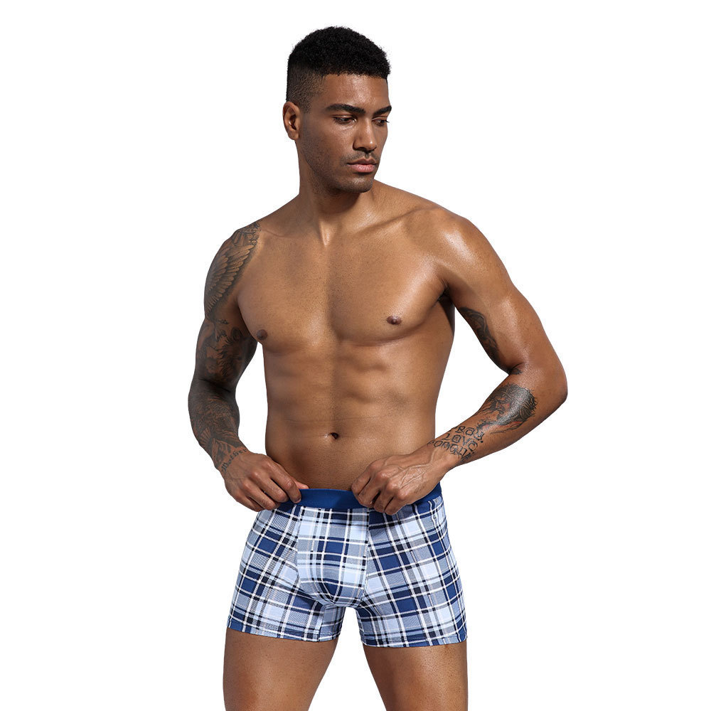 Mens Low-rise Solid Trunks Bulge Comfy Boxer Brief Underwear Underpants