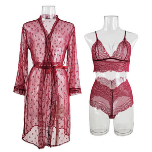 Fashion Sexy Lace Lingerie Women Plus Size Nightwear Sleepwear