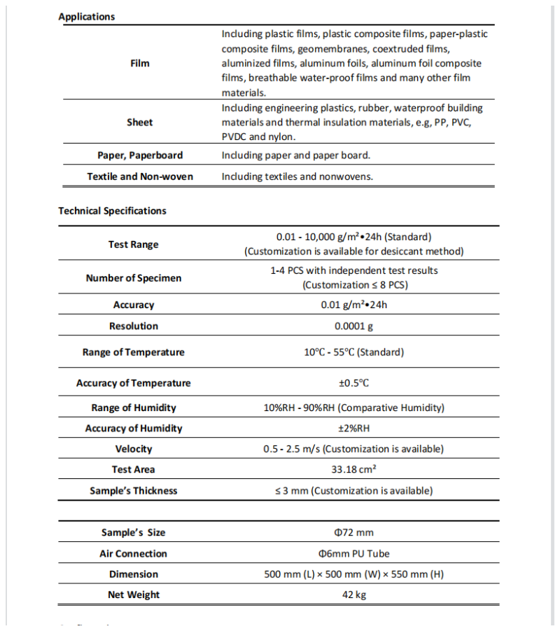 ISO 15106  Water vapor transmission rate instrument  Water vapor permeation